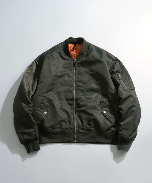 Ritzy(リッツィー)の「Vintage-like heavy nylon twill MA-1 blouson/ヴィンテージライク ヘビーナイロンツイル MA-1 ブルゾン(MA-1・メンズ・カーキ/ブラック/グリーン系その他/ブラック系その他・XL/L/M)」の7枚目の写真