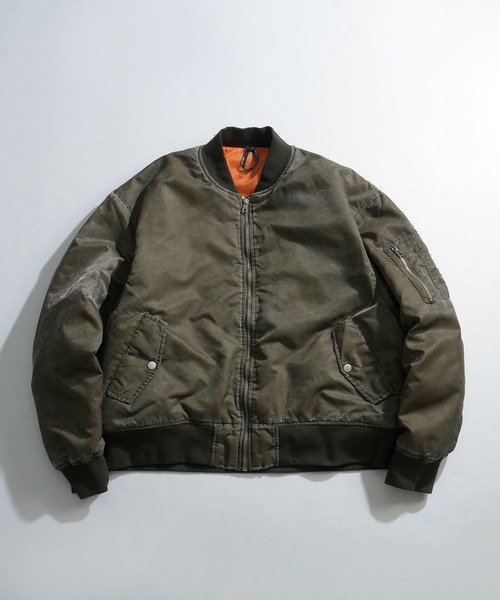 Ritzy(リッツィー)の「Vintage-like heavy nylon twill MA-1 blouson/ヴィンテージライク ヘビーナイロンツイル MA-1 ブルゾン(MA-1・メンズ・カーキ/ブラック/グリーン系その他/ブラック系その他・XL/L/M)」の8枚目の写真