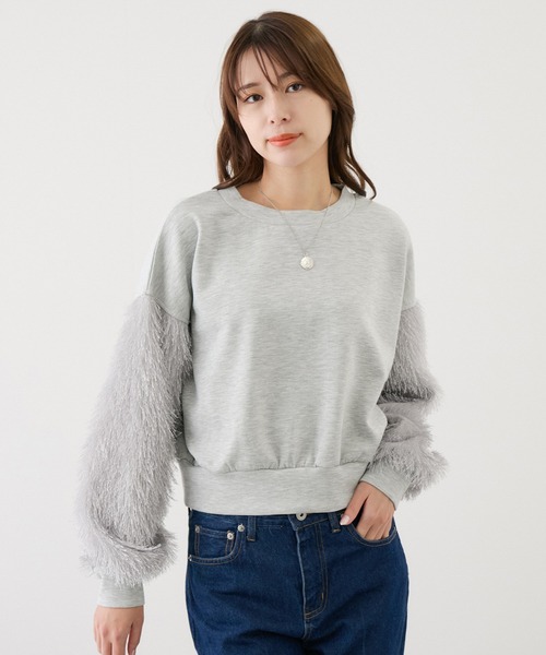 Jayro(ジャイロ)の「袖シャギープルオーバー(Tシャツ/カットソー・レディース・ブラック/グレー/ホワイト系その他・M)」の1枚目の写真