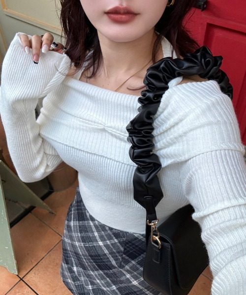 efill（エフィル）の「フレンチ オフショル ニット（ニット/セーター・レディース・ホワイト/グレー・FREE）」の9枚目の写真