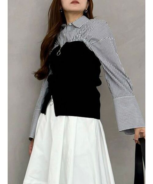 OUNNOUN（オウンノウン）の「【OUNNOUN】フロントジップニットロングビスチェ（ニット/セーター・レディース・ベージュ/ブラック・FREE）」の3枚目の写真