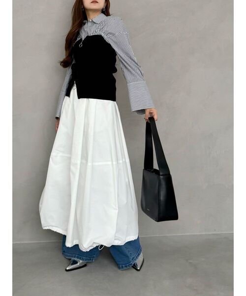 OUNNOUN（オウンノウン）の「【OUNNOUN】フロントジップニットロングビスチェ（ニット/セーター・レディース・ベージュ/ブラック・FREE）」の5枚目の写真