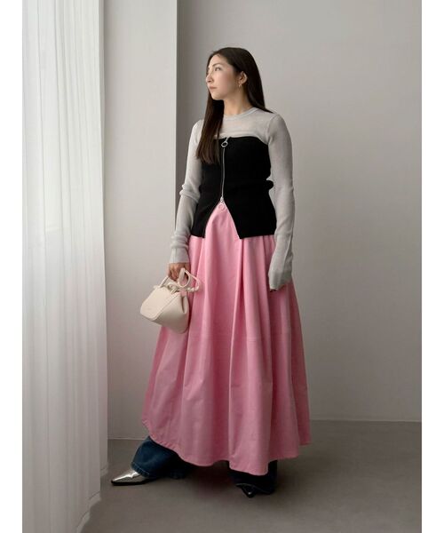 OUNNOUN（オウンノウン）の「【OUNNOUN】フロントジップニットロングビスチェ（ニット/セーター・レディース・ベージュ/ブラック・FREE）」の9枚目の写真