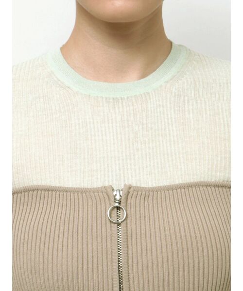 OUNNOUN（オウンノウン）の「【OUNNOUN】フロントジップニットロングビスチェ（ニット/セーター・レディース・ベージュ/ブラック・FREE）」の13枚目の写真