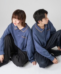 VINTAGE LIKE  STITCH KNIT POLO/ヴィンテージライクステッチニットポロ