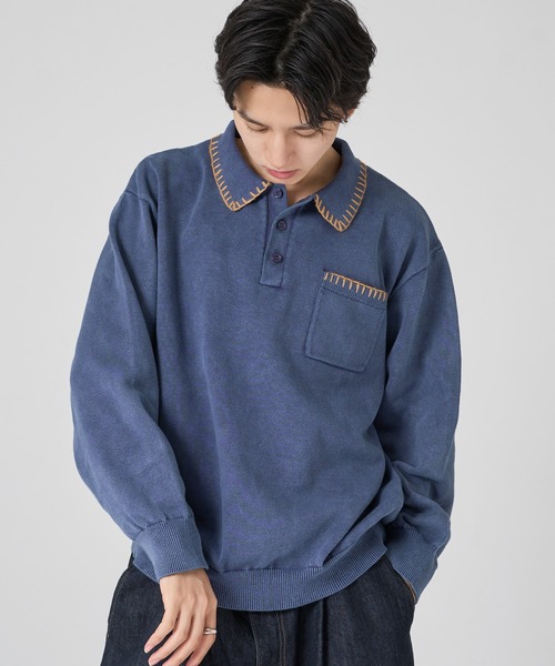 トップス TROPHY CLOTHING Broad Stitch Knit Polo セール】VINTAGE LIKE STITCH KNIT POLO/ヴィンテージライクステッチ