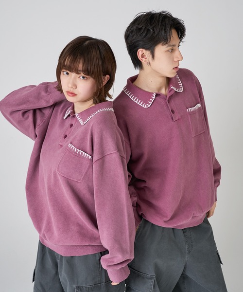 セール】VINTAGE LIKE STITCH KNIT POLO/ヴィンテージライクステッチ