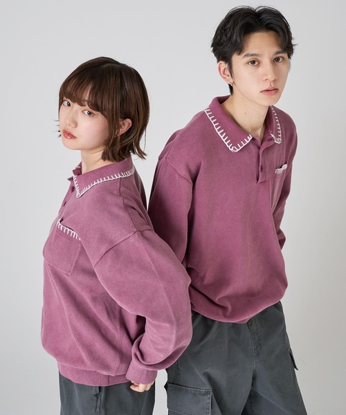 セール】VINTAGE LIKE STITCH KNIT POLO/ヴィンテージライクステッチ