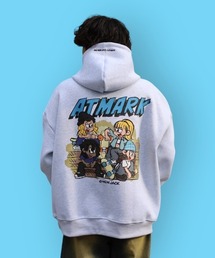 《フリーサイズ / UNISEX 》ATMARK×DAI NEWJACKコラボ イラストグラフィック バックプリント プルパーカー
