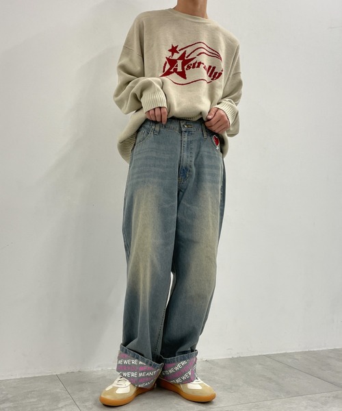 WEGO(ウィゴー)の「WEGO/ロールアップグラフィックデニムパンツ(デニムパンツ・メンズ・ブラック系3/コバルトブルー・LARGE)」の4枚目の写真