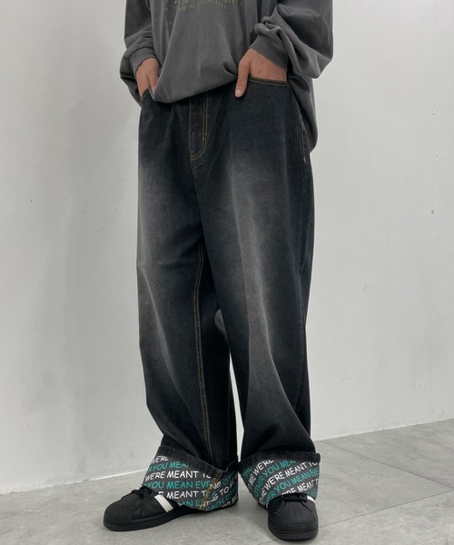 WEGO(ウィゴー)の「WEGO/ロールアップグラフィックデニムパンツ(デニムパンツ・メンズ・ブラック系3/コバルトブルー・LARGE)」の5枚目の写真