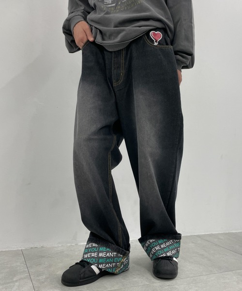 WEGO(ウィゴー)の「WEGO/ロールアップグラフィックデニムパンツ(デニムパンツ・メンズ・ブラック系3/コバルトブルー・LARGE)」の7枚目の写真