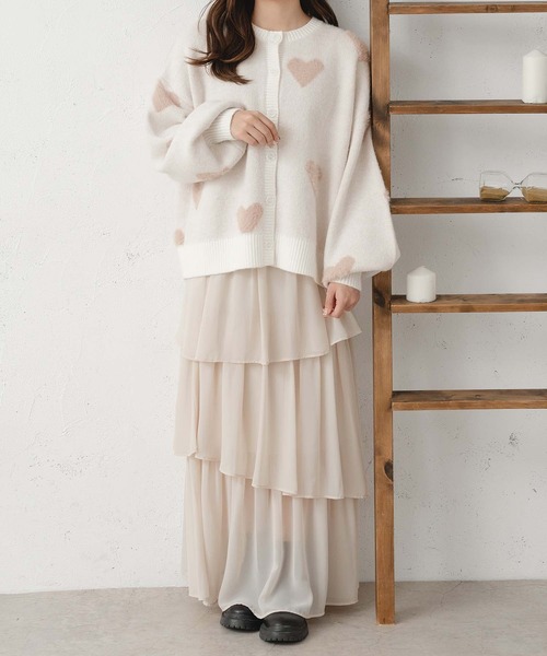 Ambre Neige（アンブルネージュ）の「heart knit cardigan / ハートニットカーディガン（カーディガン/ボレロ・レディース・レッド系その他/グレー系その他/ピンク系その他・FREE）」の6枚目の写真