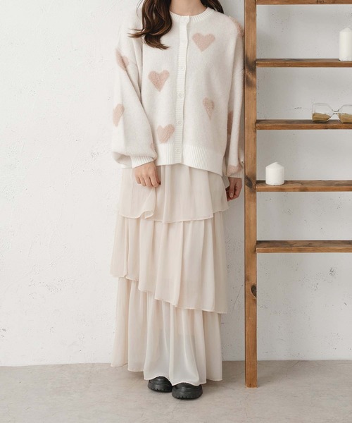 Ambre Neige（アンブルネージュ）の「heart knit cardigan / ハートニットカーディガン（カーディガン/ボレロ・レディース・レッド系その他/グレー系その他/ピンク系その他・FREE）」の7枚目の写真
