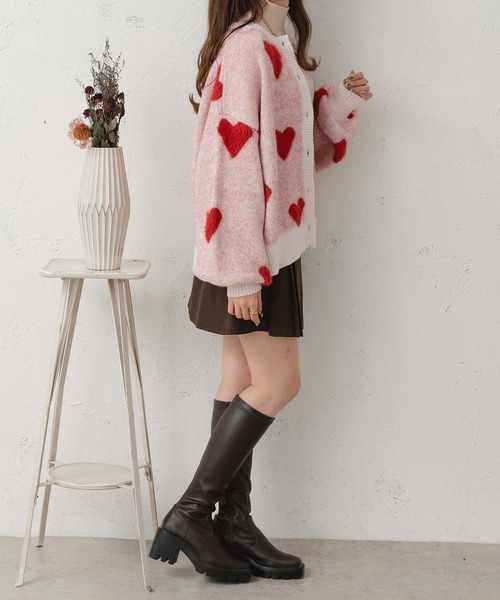Ambre Neige（アンブルネージュ）の「heart knit cardigan / ハートニットカーディガン（カーディガン/ボレロ・レディース・レッド系その他/グレー系その他/ピンク系その他・FREE）」の12枚目の写真