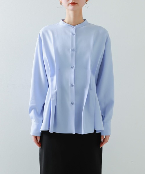 SENSE OF PLACE by URBAN RESEARCH（センスオブプレイスバイアーバンリサーチ）の「バンドカラーウエストタックシャツ（シャツ/ブラウス・レディース・アイボリー/チャコールグレー/ブルー・ONE）」の21枚目の写真