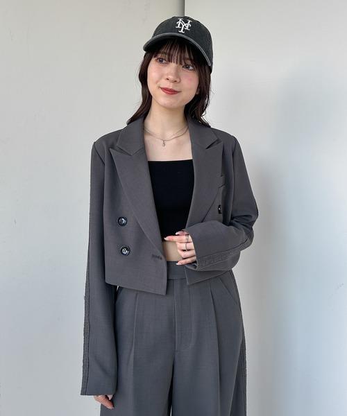 Heather（ヘザー）の「ラインレースショートジャケット　302732（テーラードジャケット・レディース・ベージュ/グレー・FREE）」の12枚目の写真