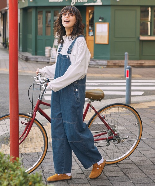 MONO-MART LADY'S(モノマートレディース)の「カーブシルエット デニムサロペット(サロペット/オーバーオール・レディース・インディゴブルー/ブルー系・FREE)」の5枚目の写真