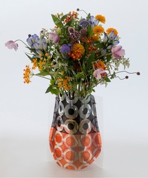 D-BROS（ディーブロス）の「614F-BOL フラワーベース ブラック×オレンジ/ラージサイズ（フラワーベース）」