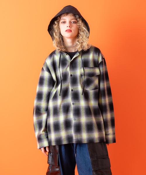 a.p.o.v. -ankoROCK's select- オンブレチェックフーディーネルシャツ