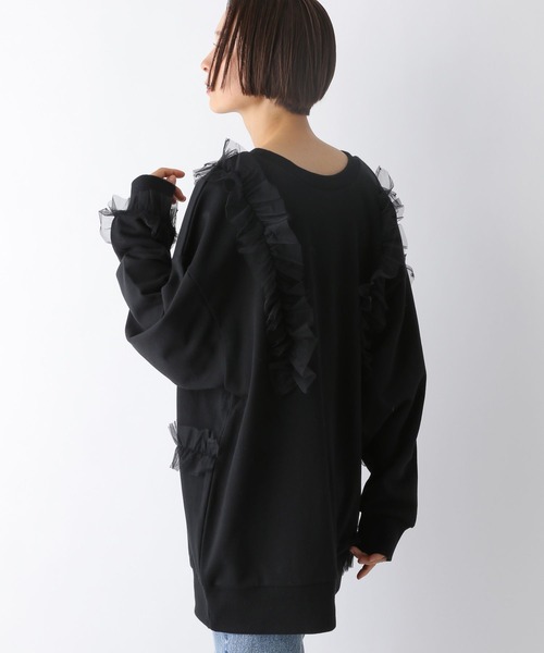 LEPSIM（レプシィム）の「チュール裏毛チュニック　290282（チュニック・レディース・ブラック/ネイビー・FREE）」の4枚目の写真