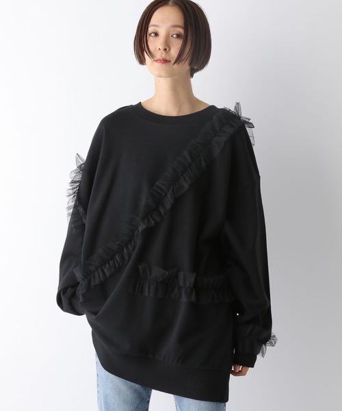 LEPSIM（レプシィム）の「チュール裏毛チュニック　290282（チュニック・レディース・ブラック/ネイビー・FREE）」の5枚目の写真