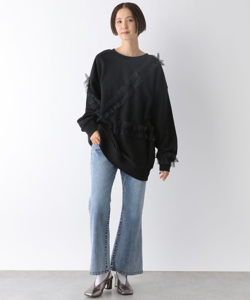 LEPSIM（レプシィム）の「チュール裏毛チュニック　290282（チュニック・レディース・ブラック/ネイビー・FREE）」の6枚目の写真