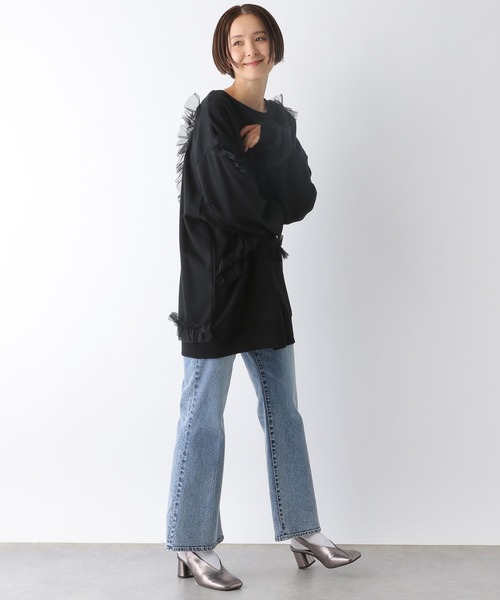 LEPSIM（レプシィム）の「チュール裏毛チュニック　290282（チュニック・レディース・ブラック/ネイビー・FREE）」の7枚目の写真