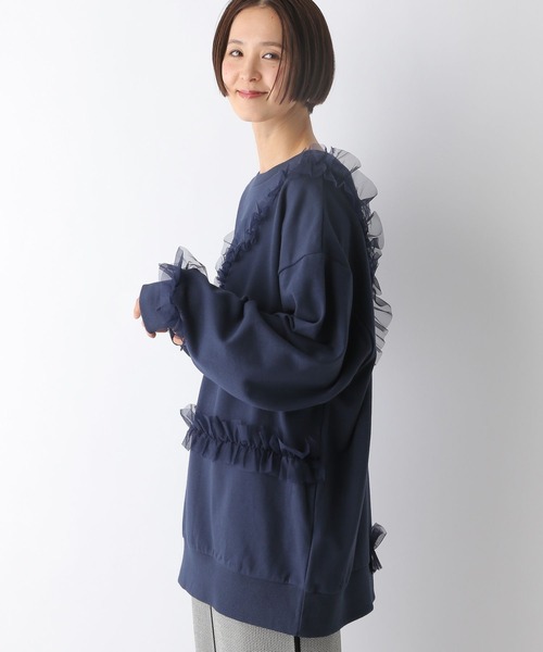 LEPSIM（レプシィム）の「チュール裏毛チュニック　290282（チュニック・レディース・ブラック/ネイビー・FREE）」の10枚目の写真