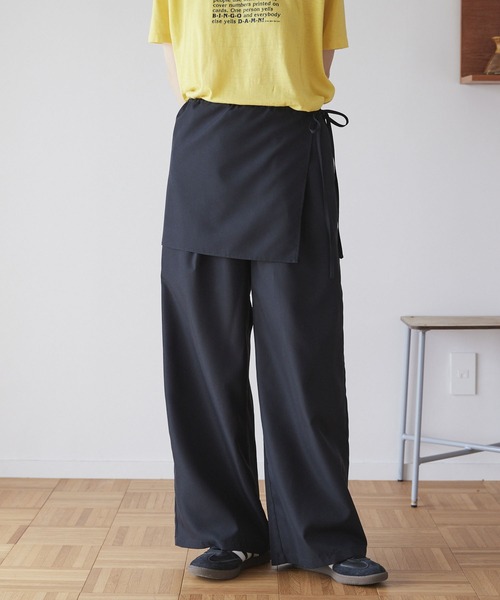 Unblend】フラップ付き レイヤード ワイド イージーパンツ