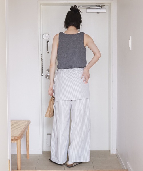 フラップ付ワイドパンツ DRT2787 フラップ付 レイヤード・袴ワイドパンツ | Deorart shop