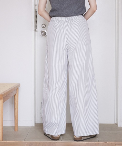 【完売品】HUITIANGONGYE フェイクレイヤードルーズパンツ エスニック柄ワイドパンツ［楊柳］［WEB限定］ (980015-BL