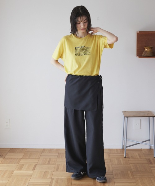 【完売品】HUITIANGONGYE フェイクレイヤードルーズパンツ フェイクレイヤードダメージデニムパンツ（全1色） / HWG819