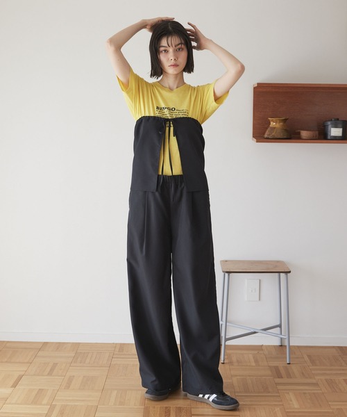 Unblend】フラップ付き レイヤード ワイド イージーパンツ Unblend