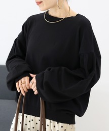 リブ使いタックスリーブニットプルオーバー