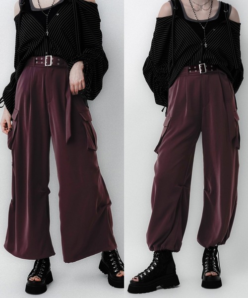 HARE アソート2WAYワイドカーゴパンツ レッド セール】2WAY-ZIPカーゴパンツ(HARE)（カーゴパンツ）｜HARE