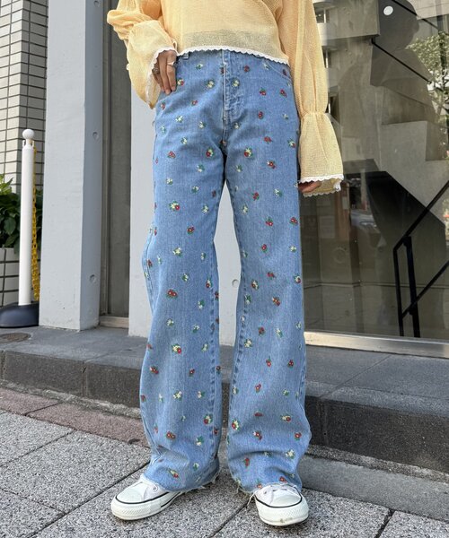 HELLO.SANFRANCISCO ハロー刺繍デニムキャミビスチェ HELLO.SANFRANCISCO（ハローサンフランシスコ）の「【HELLO