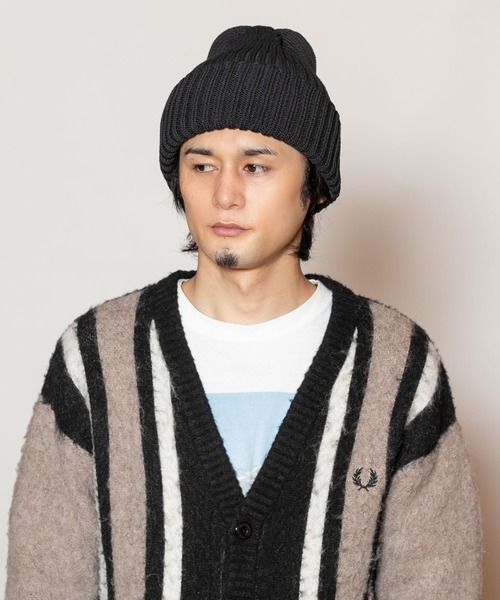 JOHN SMEDLEY CA4LA カシラ ブラック ニットビーニー ウール CA4LA（カシラ） ニット帽 ニットキャップ KNIT-WOOL メンズ