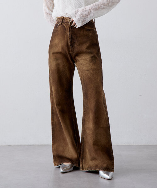 mystic ai no de ogamo レザーライク バギーパンツ sサイズ セール】ai no de ogamo レザーライクバギーパンツ（デニム