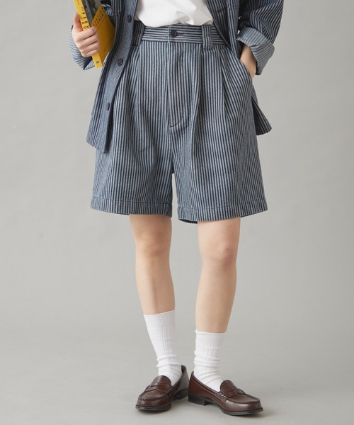 GEVACO（ゲバコ）の「【GEVACO】10ozデニムハーフタックパンツ（デニムパンツ・レディース・ホワイト/インディゴブルー/ネイビー・LARGE/MEDIUM/SMALL）」の2枚目の写真