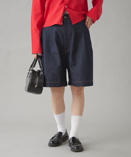 GEVACO（ゲバコ）の「【GEVACO】10ozデニムハーフタックパンツ（デニムパンツ・レディース・ホワイト/インディゴブルー/ネイビー・LARGE/MEDIUM/SMALL）」の3枚目の写真