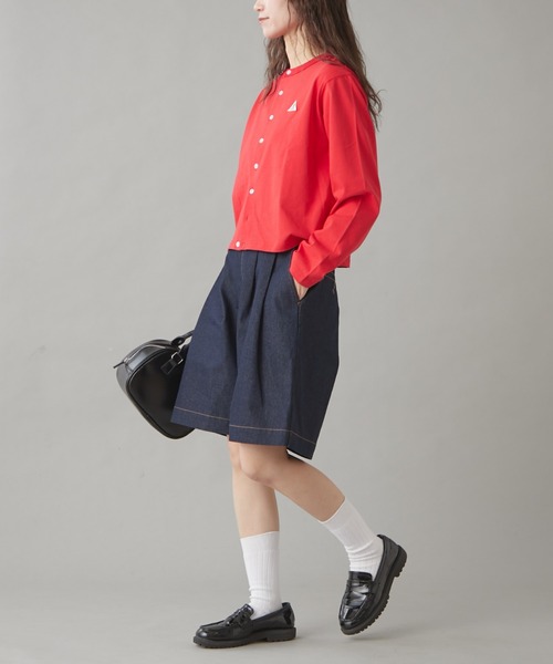 GEVACO（ゲバコ）の「【GEVACO】10ozデニムハーフタックパンツ（デニムパンツ・レディース・ホワイト/インディゴブルー/ネイビー・LARGE/MEDIUM/SMALL）」の4枚目の写真