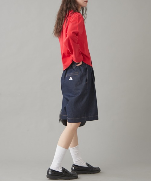 GEVACO（ゲバコ）の「【GEVACO】10ozデニムハーフタックパンツ（デニムパンツ・レディース・ホワイト/インディゴブルー/ネイビー・LARGE/MEDIUM/SMALL）」の6枚目の写真