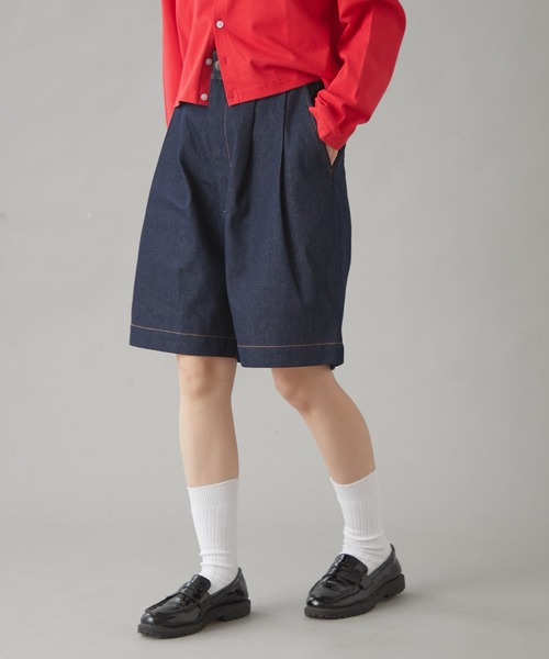 GEVACO（ゲバコ）の「【GEVACO】10ozデニムハーフタックパンツ（デニムパンツ・レディース・ホワイト/インディゴブルー/ネイビー・LARGE/MEDIUM/SMALL）」の16枚目の写真