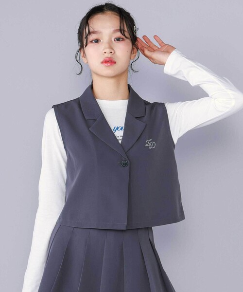 ZIDDY（ジディ）の「【 ニコ☆プチ 掲載 】ジレ＆ベーシックTシャツセット(130~160cm)（アンサンブル・キッズ・グレー/ブラック系その他・FREE/130cm/140cm/150cm）」の2枚目の写真