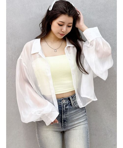 GYDA(ジェイダ)の「SHEERショートシャツ(シャツ/ブラウス・レディース・ブラック/その他1/オフホワイト・FREE)」の21枚目の写真