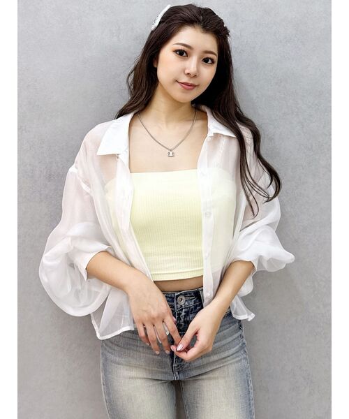 GYDA(ジェイダ)の「SHEERショートシャツ(シャツ/ブラウス・レディース・ブラック/その他1/オフホワイト・FREE)」の22枚目の写真