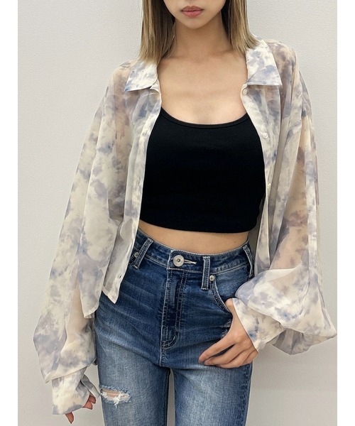 ブラウス シャツ SHEERショートシャツ レディース BAB ブラウス シャツ シアーショートシャツブラウス レディース