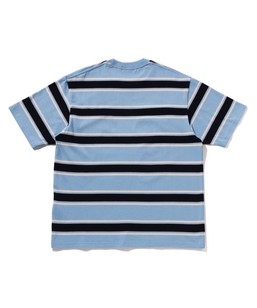 00's アベイシングエイプ ワンポイントロゴ チェック半袖シャツ 青 L A BATHING APE シャツ ONE POINT STRIPE BD SHIRT メンズ