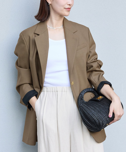 VERMEIL par iena（ヴェルメイユパーイエナ）の「《追加》TAILORED ジャケット（テーラードジャケット・レディース・チャコールグレー/カーキ・38/40）」の2枚目の写真